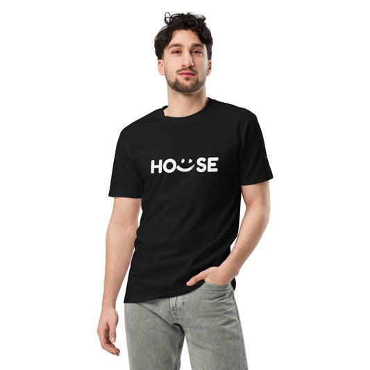 House Smiley White Print Unisex premium t-shirt