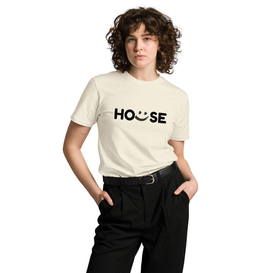 House Smiley Black Print Unisex premium t-shirt